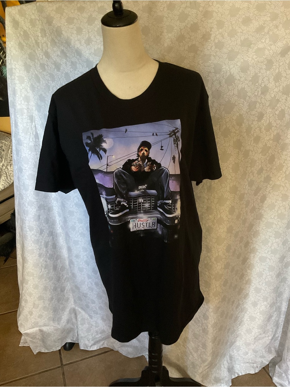 DGK Black Graphic Hustlr Tee with Purple Accent